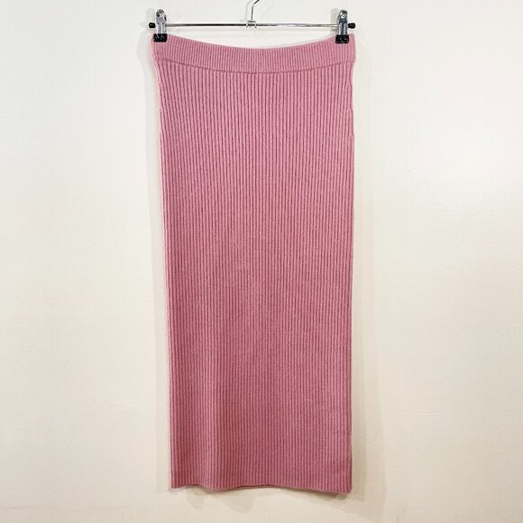 New MMK Wool Ribbed Knit Pencil Skirt Pink Medium $195 - Picture 2 of 7
